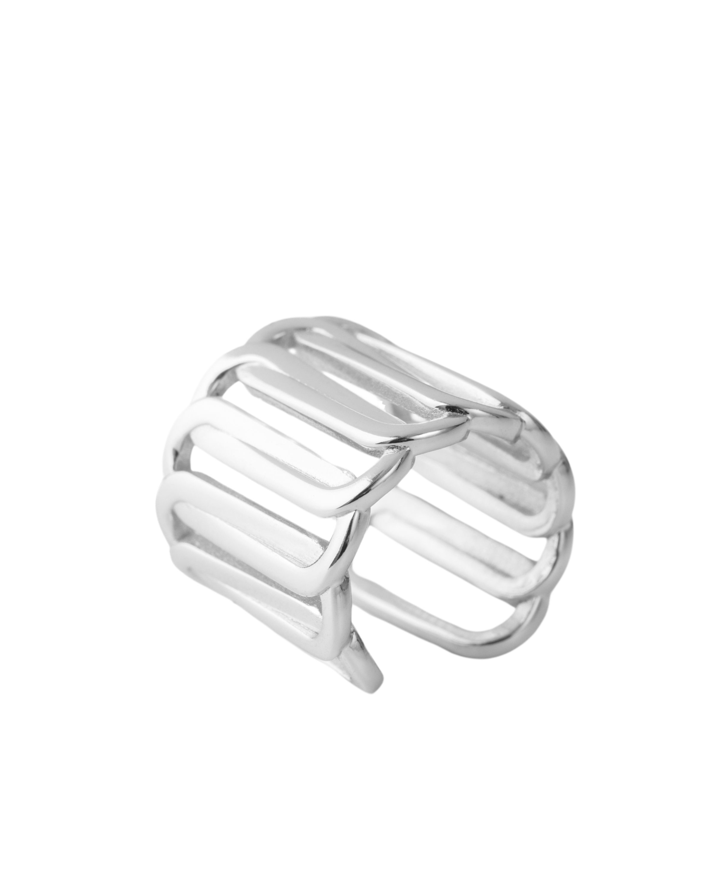 Federica Tosi Square Interlocking Ring In Silver-plated Bronze In White