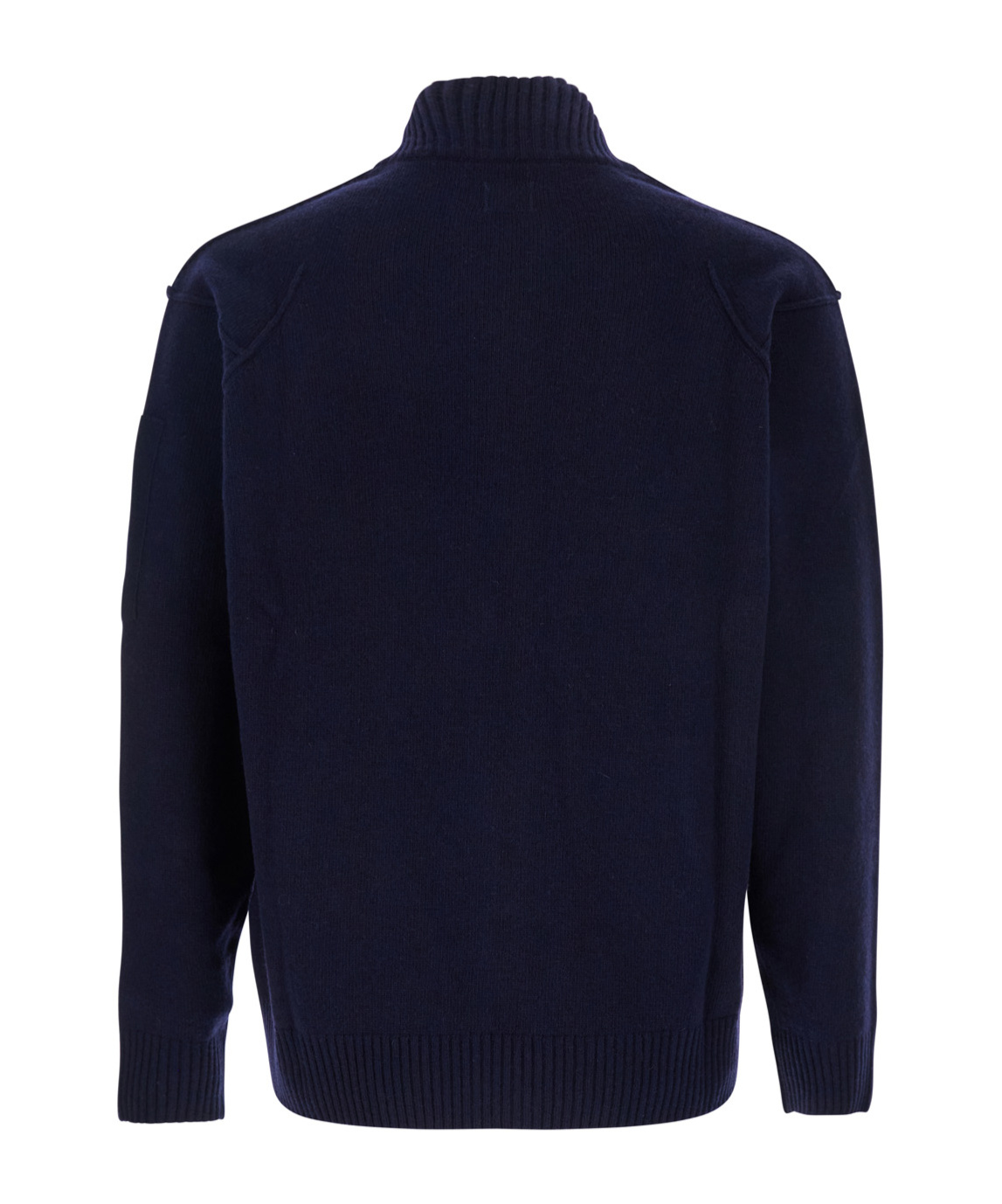 C.p. Company Blue Jacket With High Neck And Logo Plaque On The Sleeve In Wool Blend Man In Blue