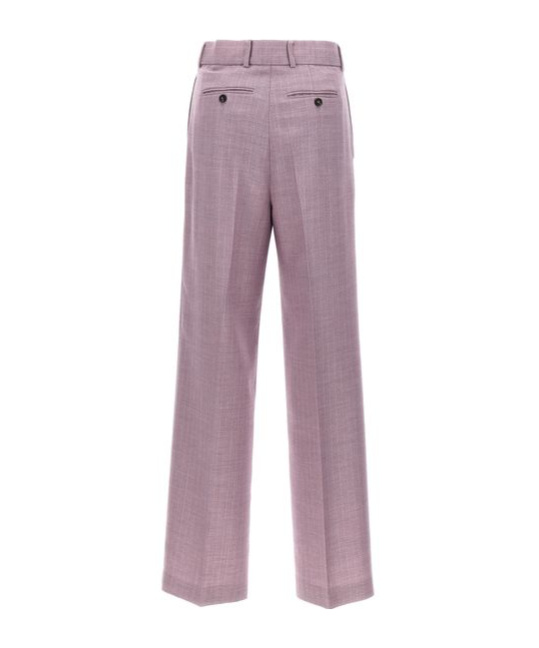 Msgm Lurex Pinstriped Wide Leg Trousers With Pleated Front In Purple