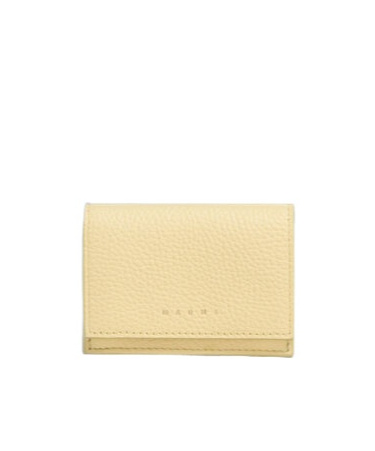 Marni Light Yellow Leather Trifold Venice Wallet With Marbled Interior