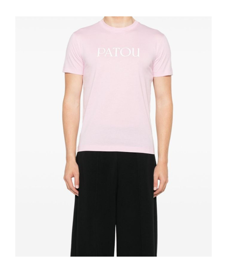 Patou Cotton T-shirt With Bold Logo And Relaxed Fit In Pink