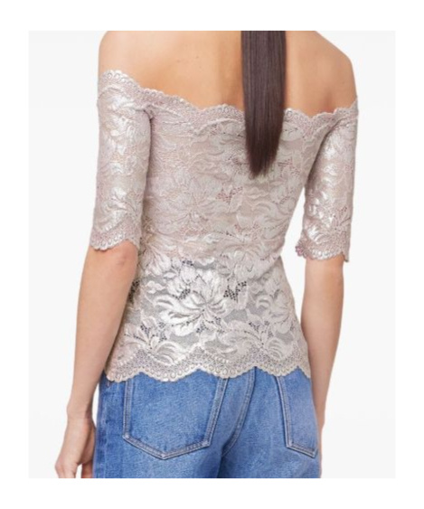 Rabanne Off-the-shoulder Lace Top With Floral Patterns In White