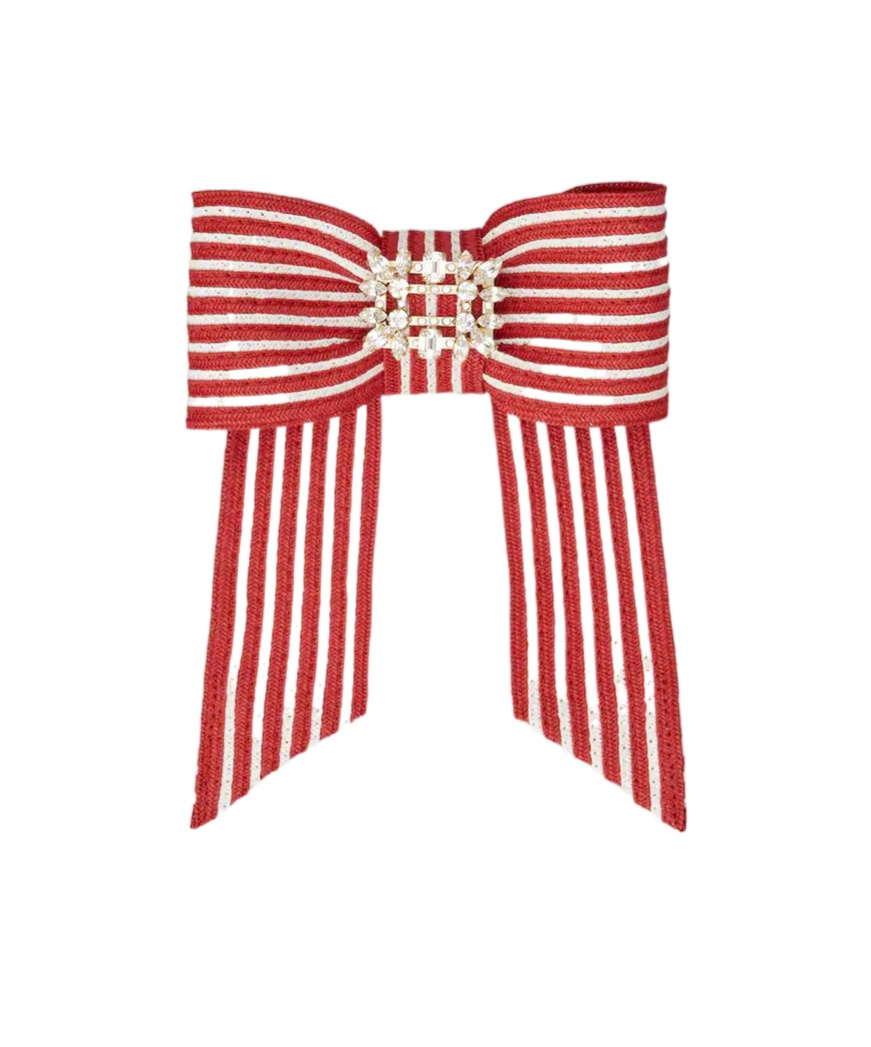 Roger Vivier Broche Vivier Hair Clip In Raffia In Red