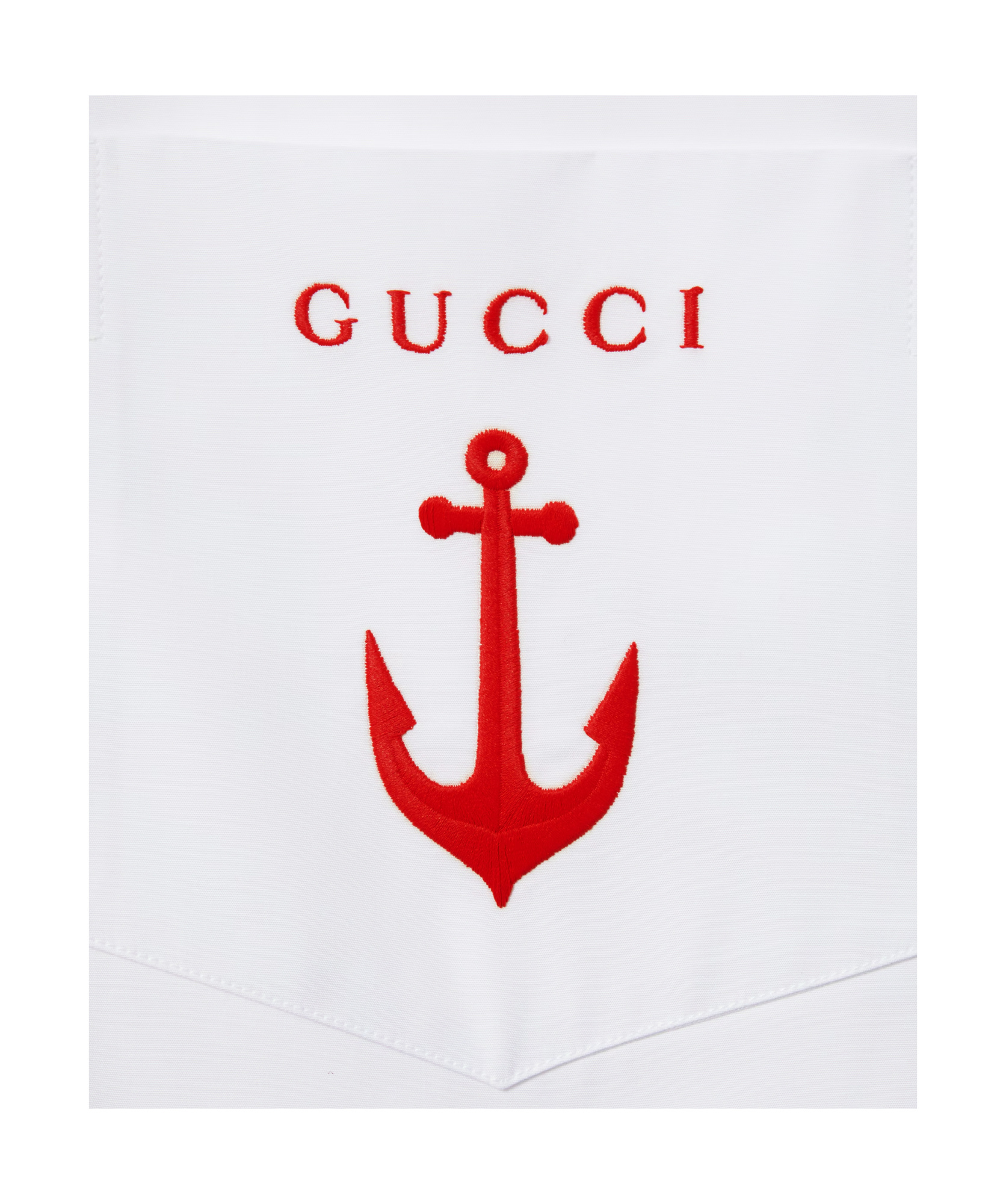 Gucci Embroidered Logo Cotton Poplin Shirt In White