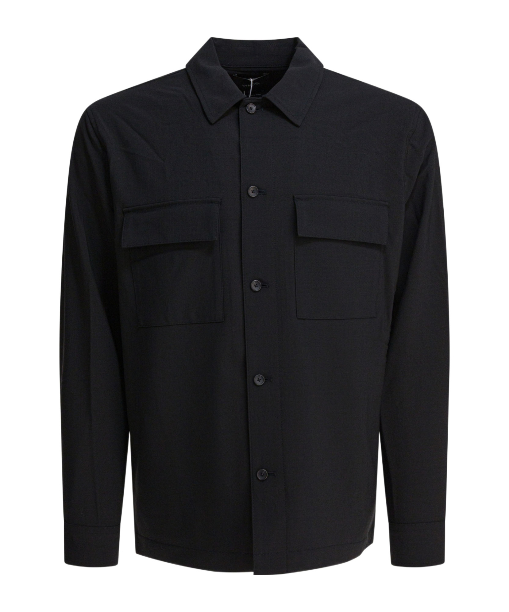 Vince Button-front Wool Overshirt In Black