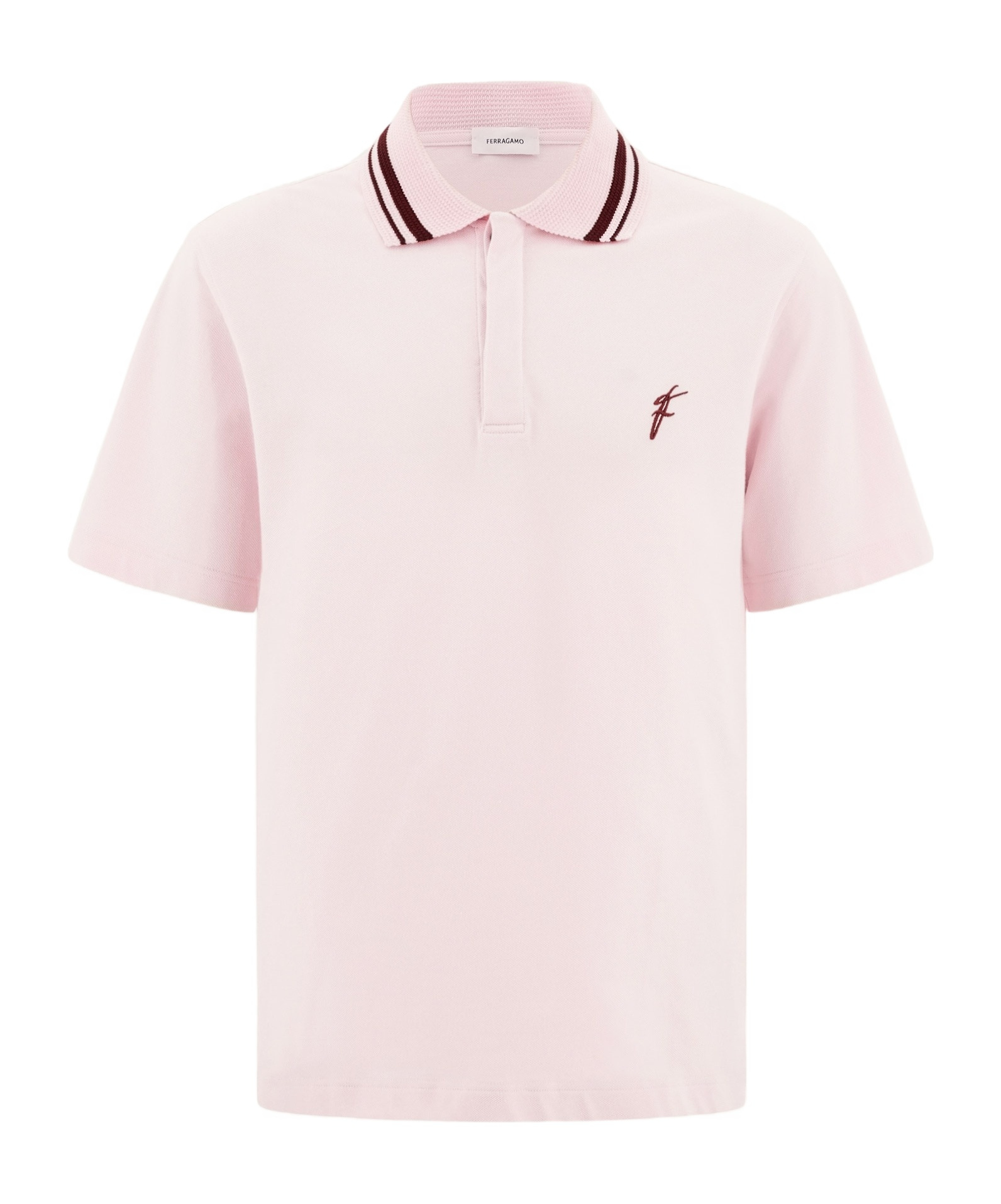 Ferragamo Organic Cotton Polo Shirt In Cotton Candy/bordeaux