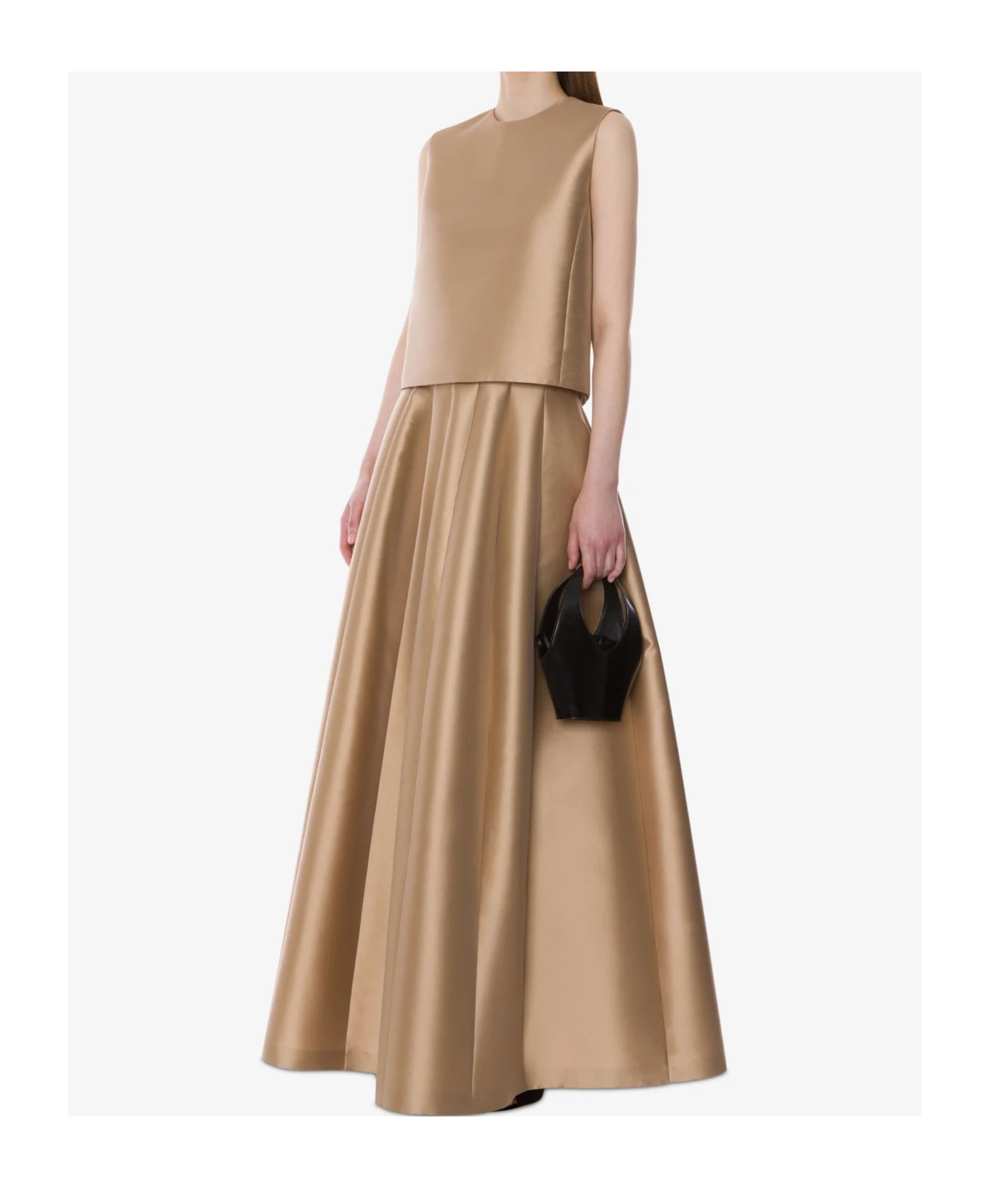Alberta Ferretti Mikado Sleeveless Tank Top In Brown