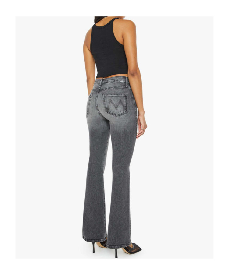 Mother The Maven Heel Super High Waist Wide Leg Jeans In Black