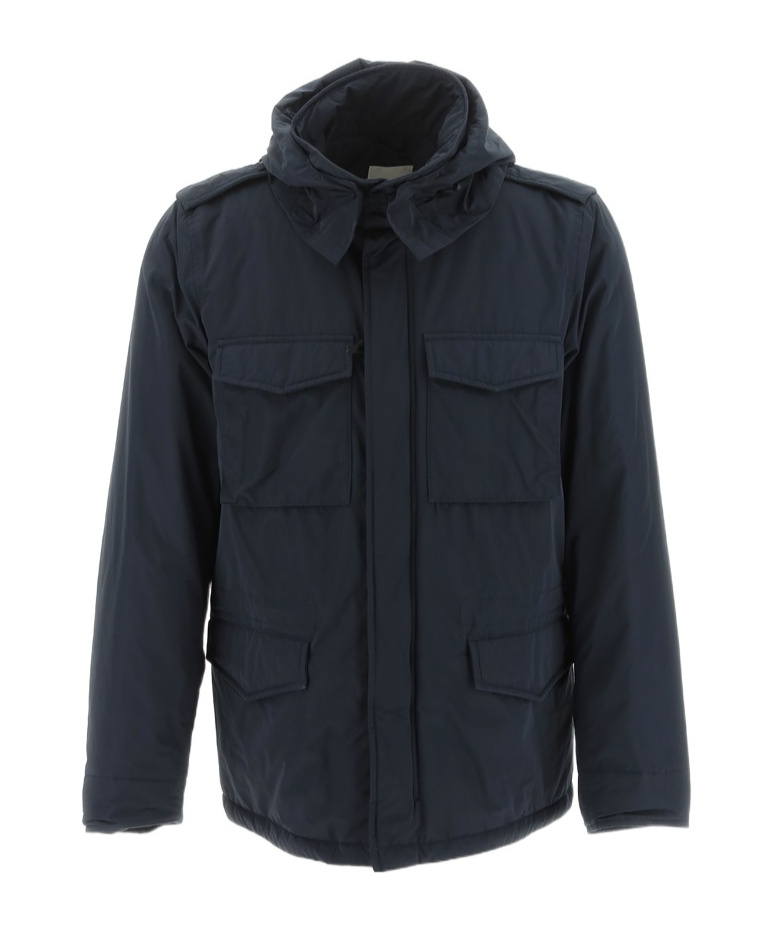 Aspesi Flap-pocketed Hooded Military Jacket In Black