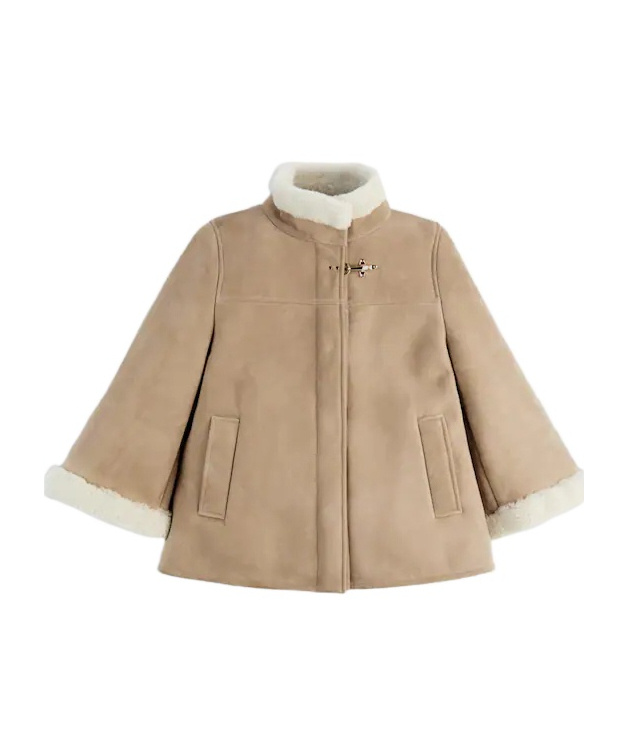 Fay Cape In Sheepskin In Brown