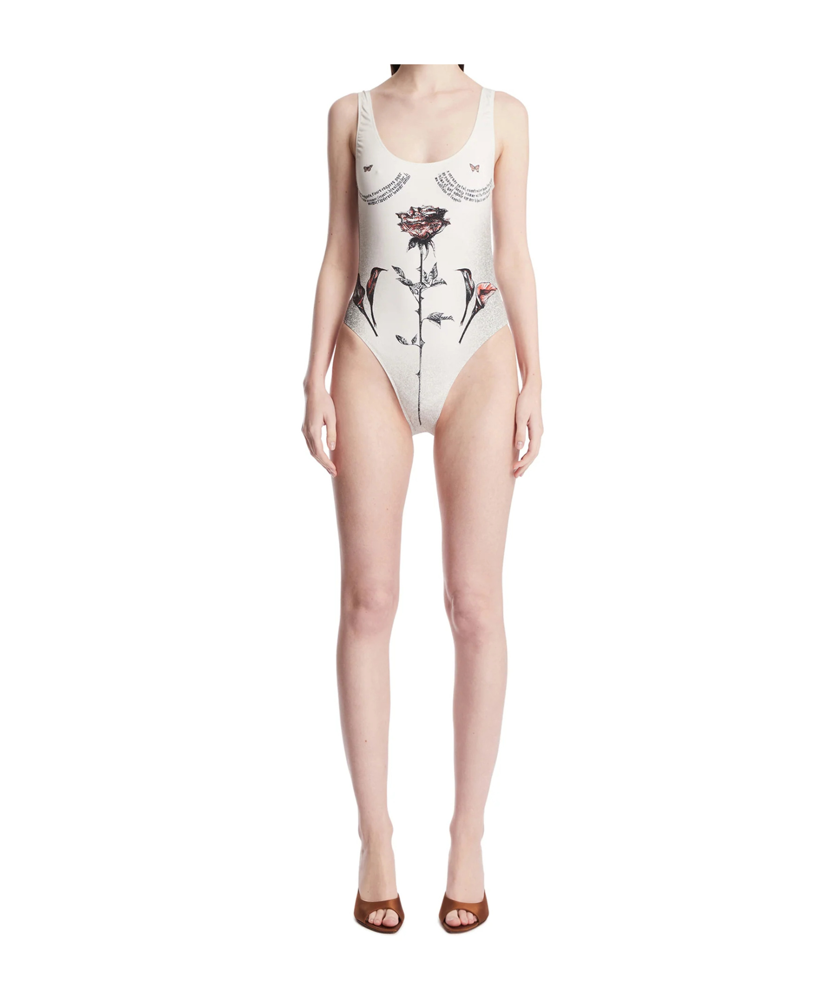 Jean Paul Gaultier Graphic-print Swimsuit In Black