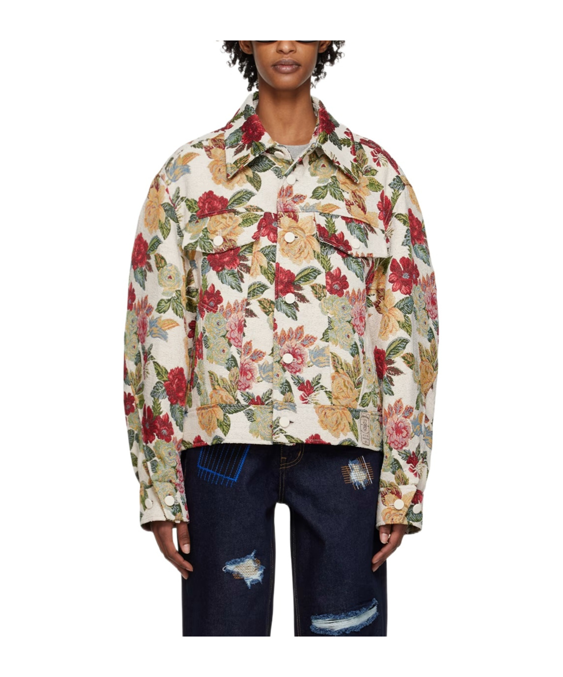 Ader Error Floral Pattern Lapel Casual Jacket In Multicolor