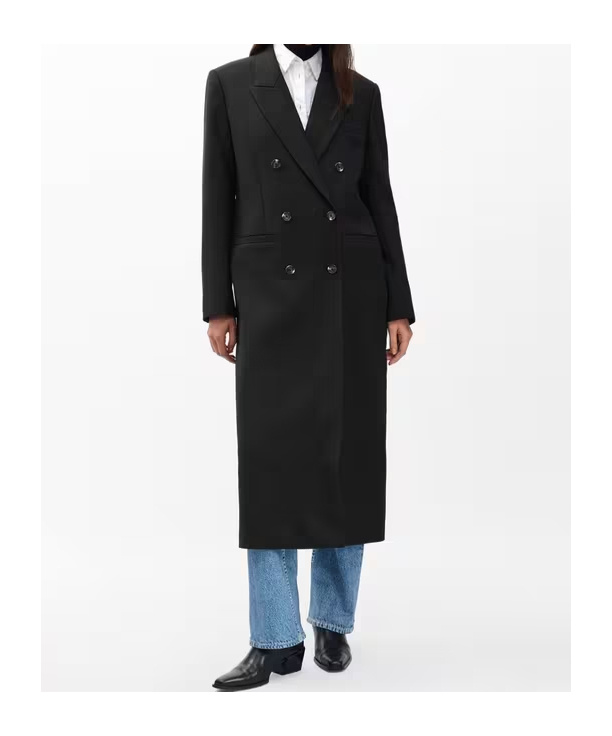 Rag & Bone Vasso Double Breasted Wool Blend Coat In Black
