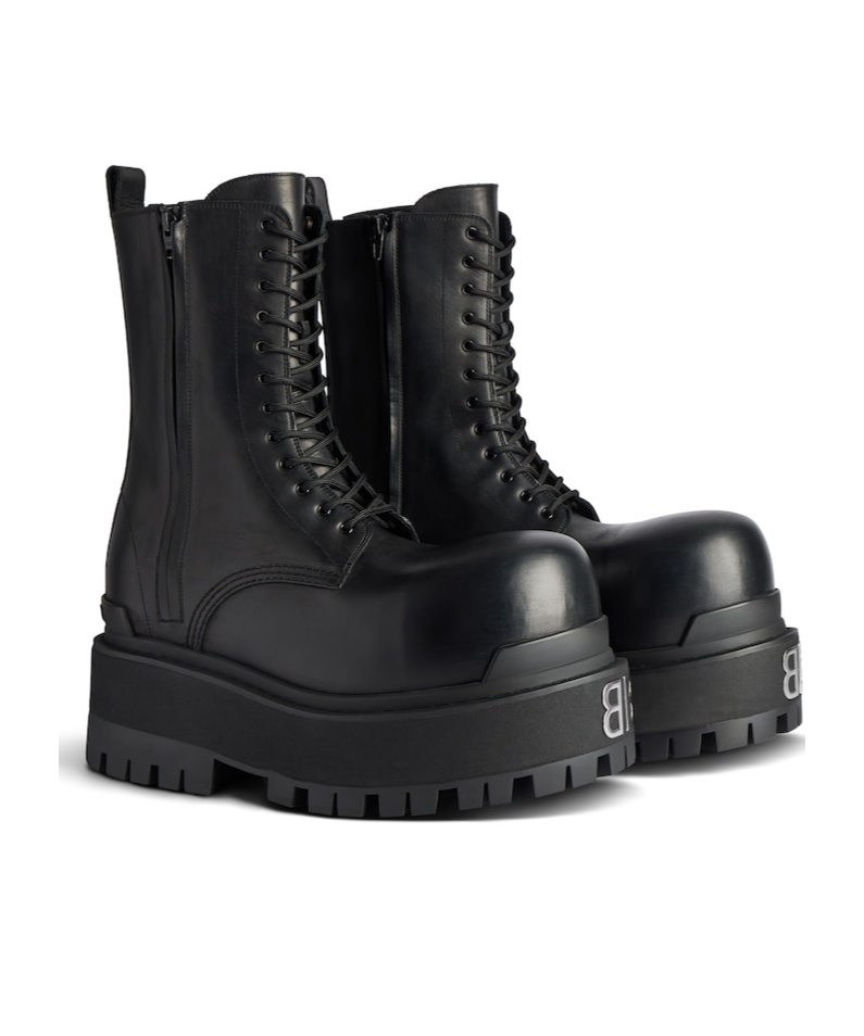 Balenciaga Black Ankle Boots With Logo Plaque On The Front And Side Zips In Leather Man In Black