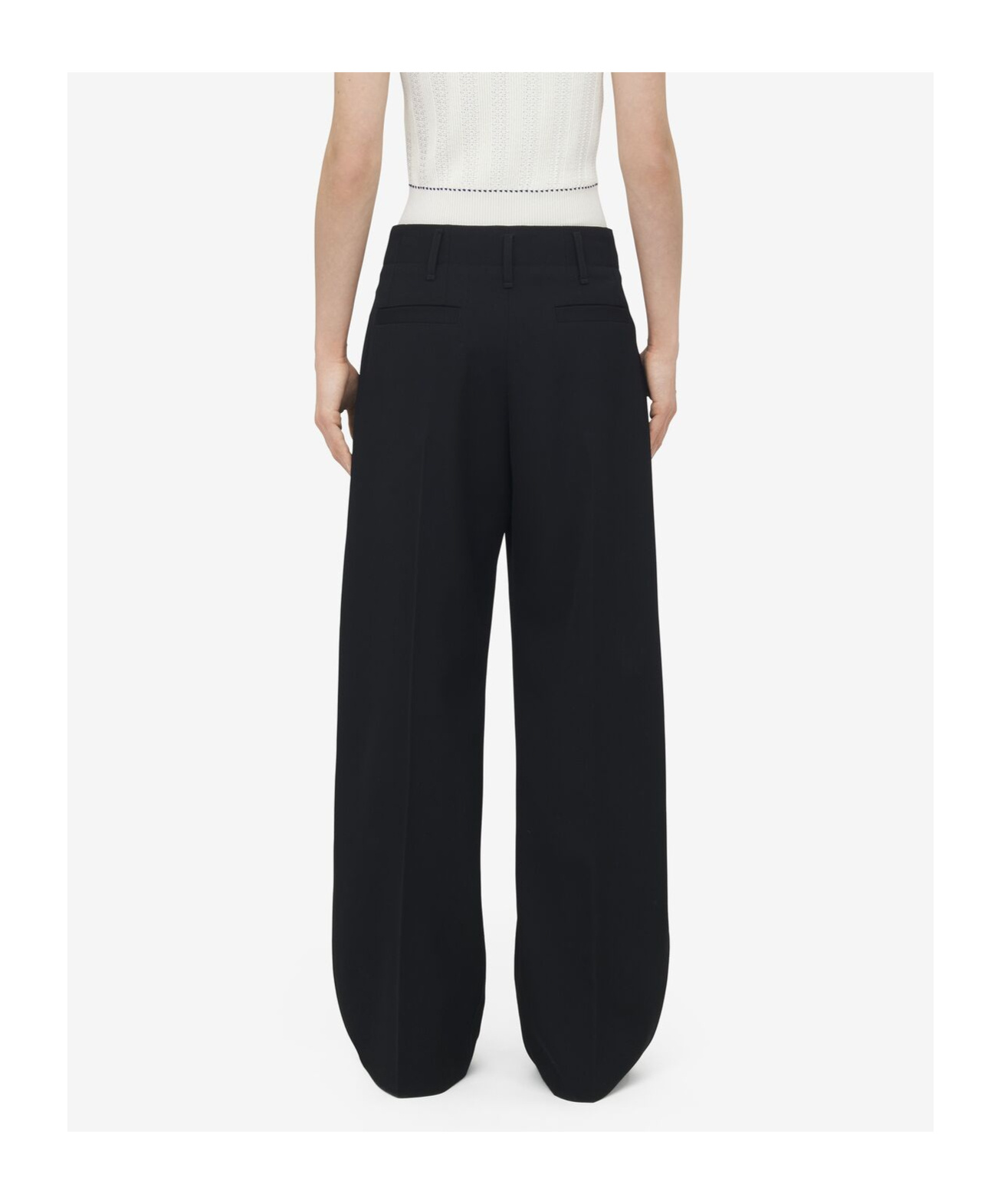 Alexander Mcqueen Wool Wide-leg Tailored Trousers In Black
