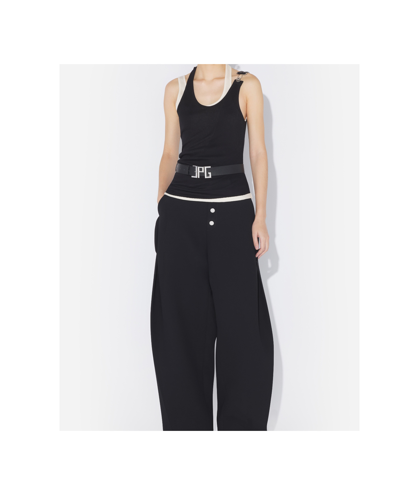 Shop Jean Paul Gaultier Layered Tank Top In Black