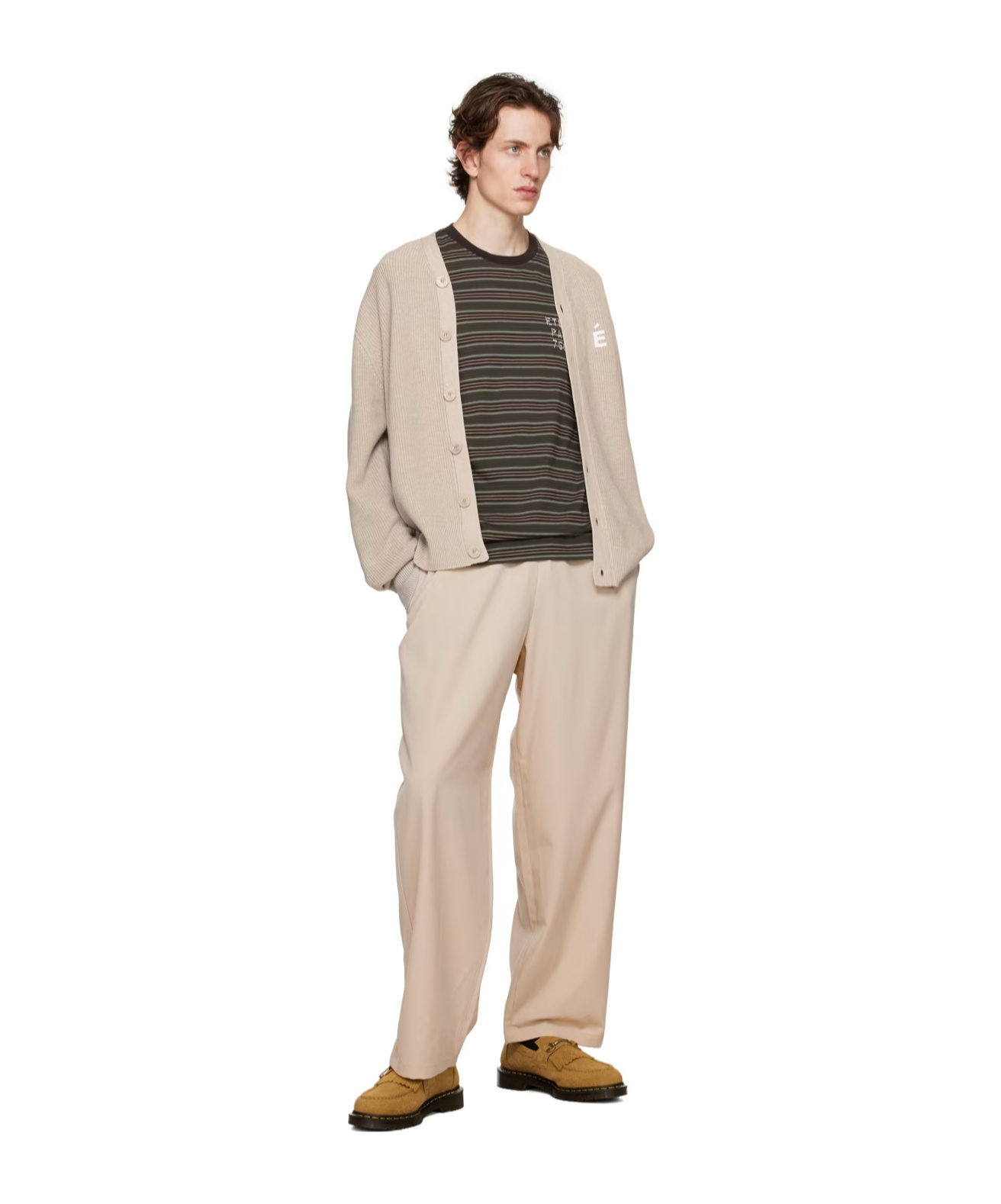 Etudes Studio Long-sleeved Button-down Knitted Cardigan In Nude