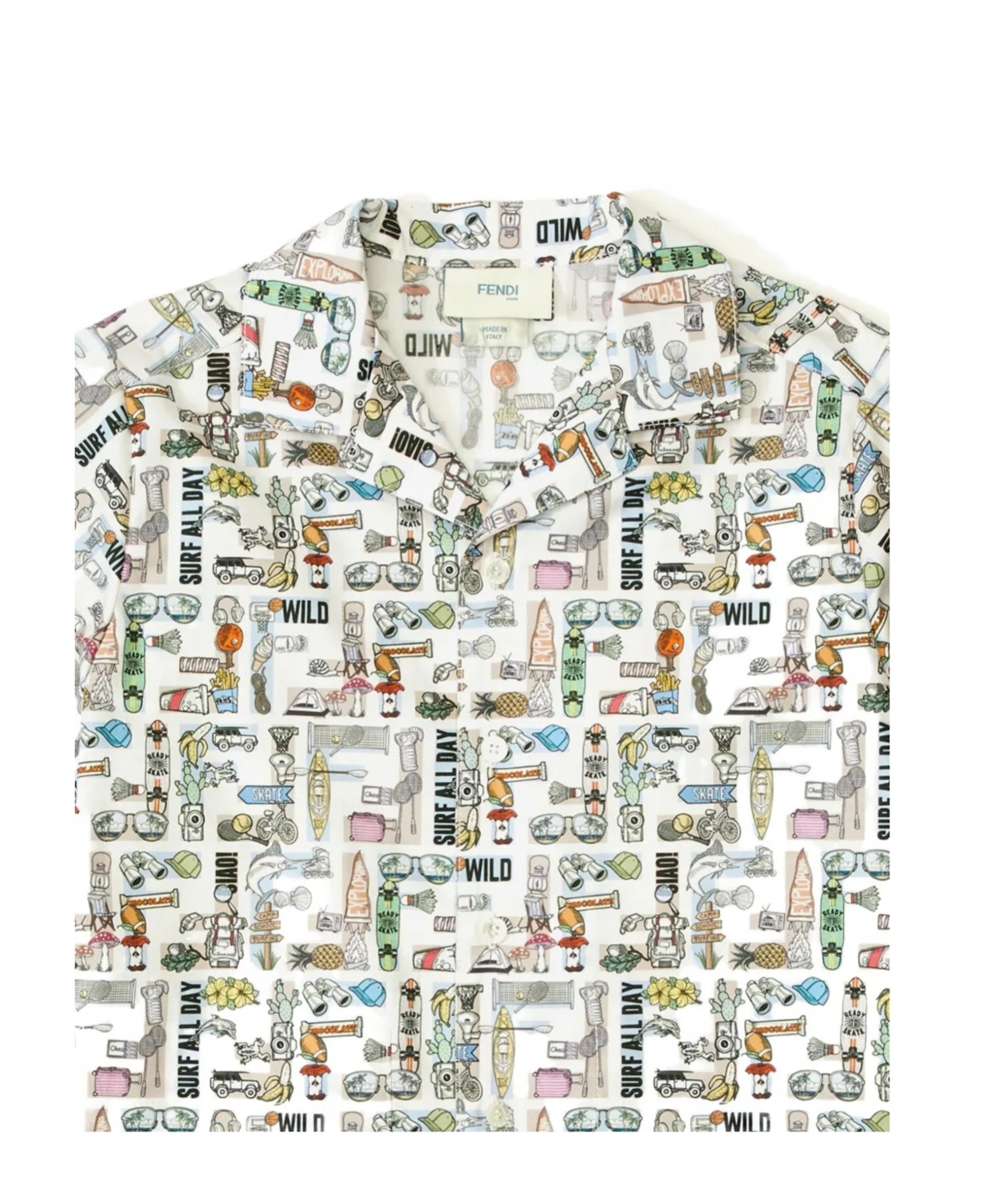 Fendi Graphic-print Short-sleeve Shirt In White