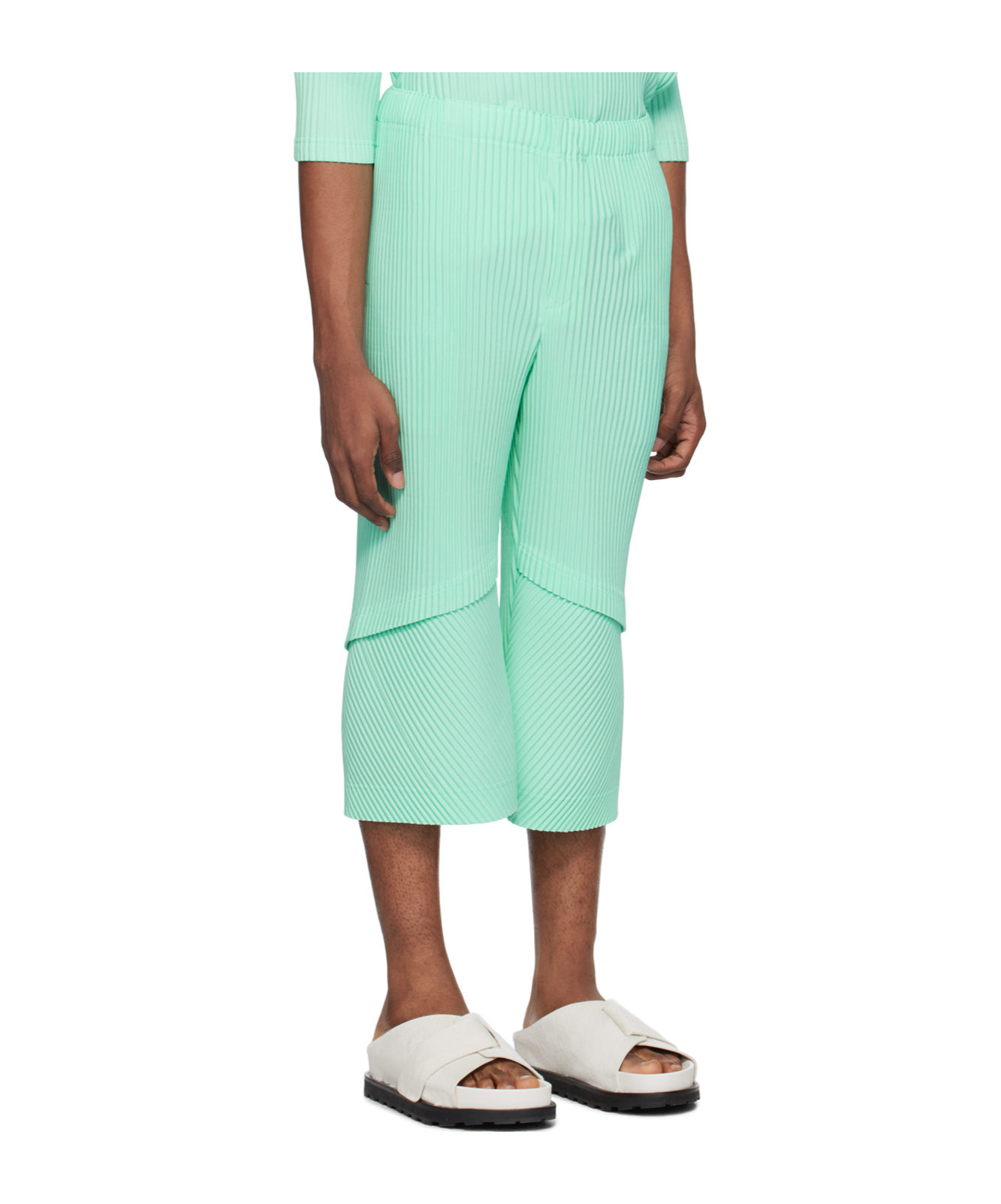 ISSEY MIYAKE HORN SHAPED PLEATED CASUAL PANTS