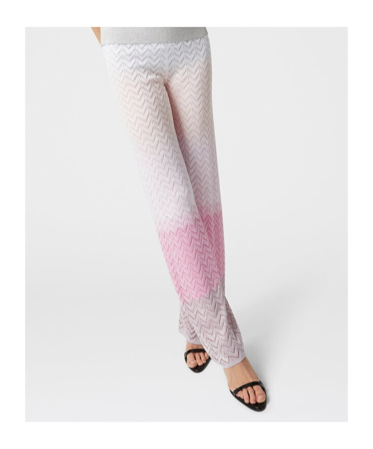 Missoni Straight Trousers In Gradient Chevron Viscose In White