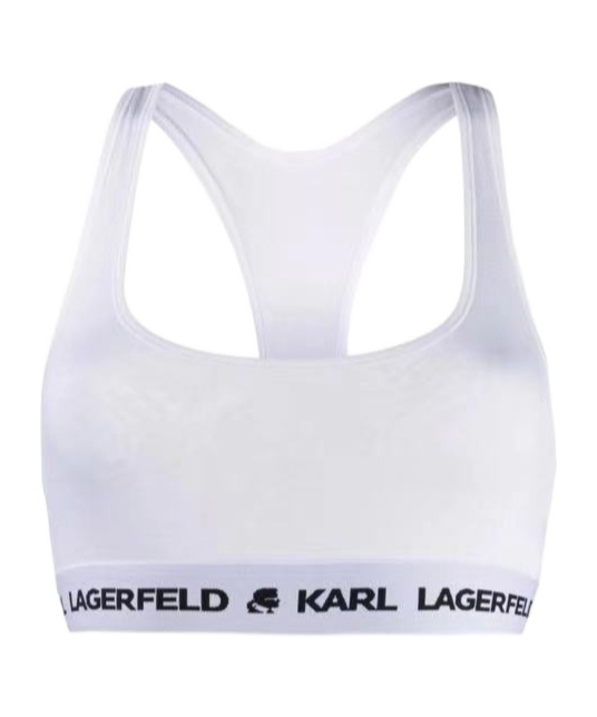 Karl Lagerfeld Logo Band Sports Bra In White