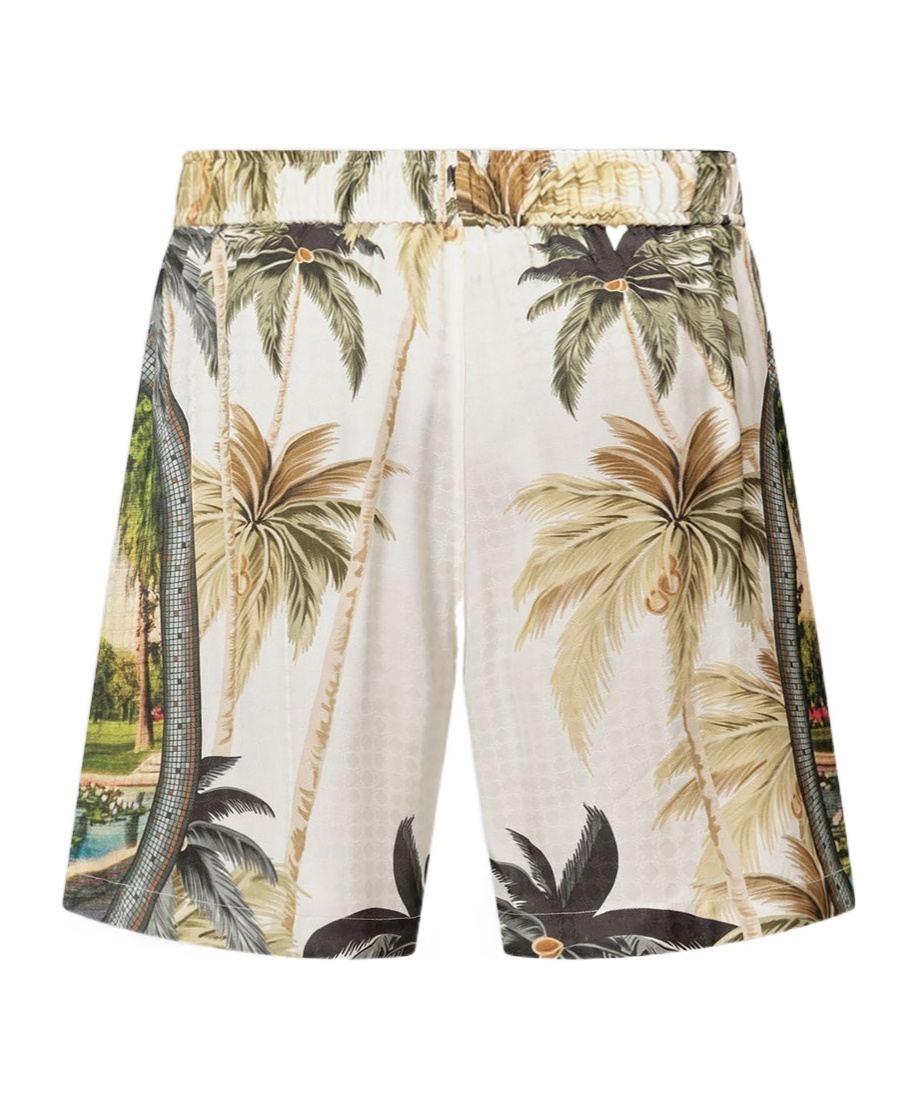 Amiri Paradise Straight-leg Printed Satin Drawstring Shorts In Multi