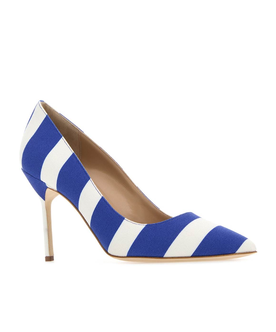 Manolo Blahnik Bb Stripe Cotton Stiletto Pumps In Blue
