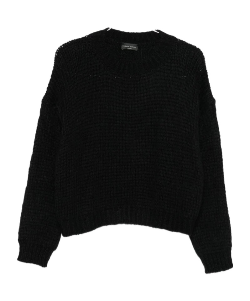 Roberto Collina Round-neck Long-sleeve Sweater In Black
