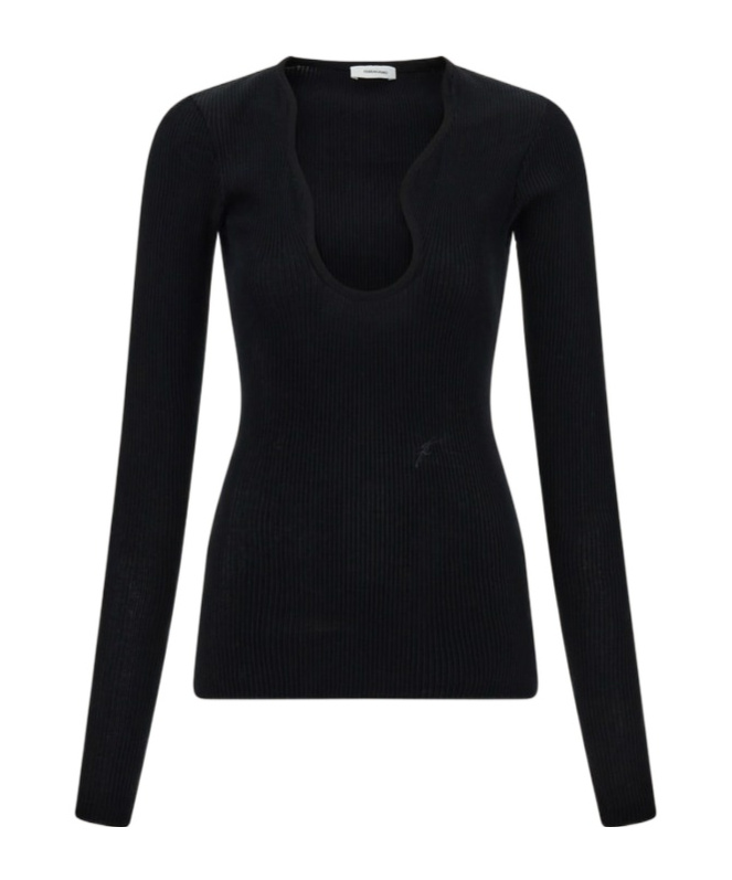 Ferragamo Shaped Neckline Sweater Sweaters And Cardigans Black In Black