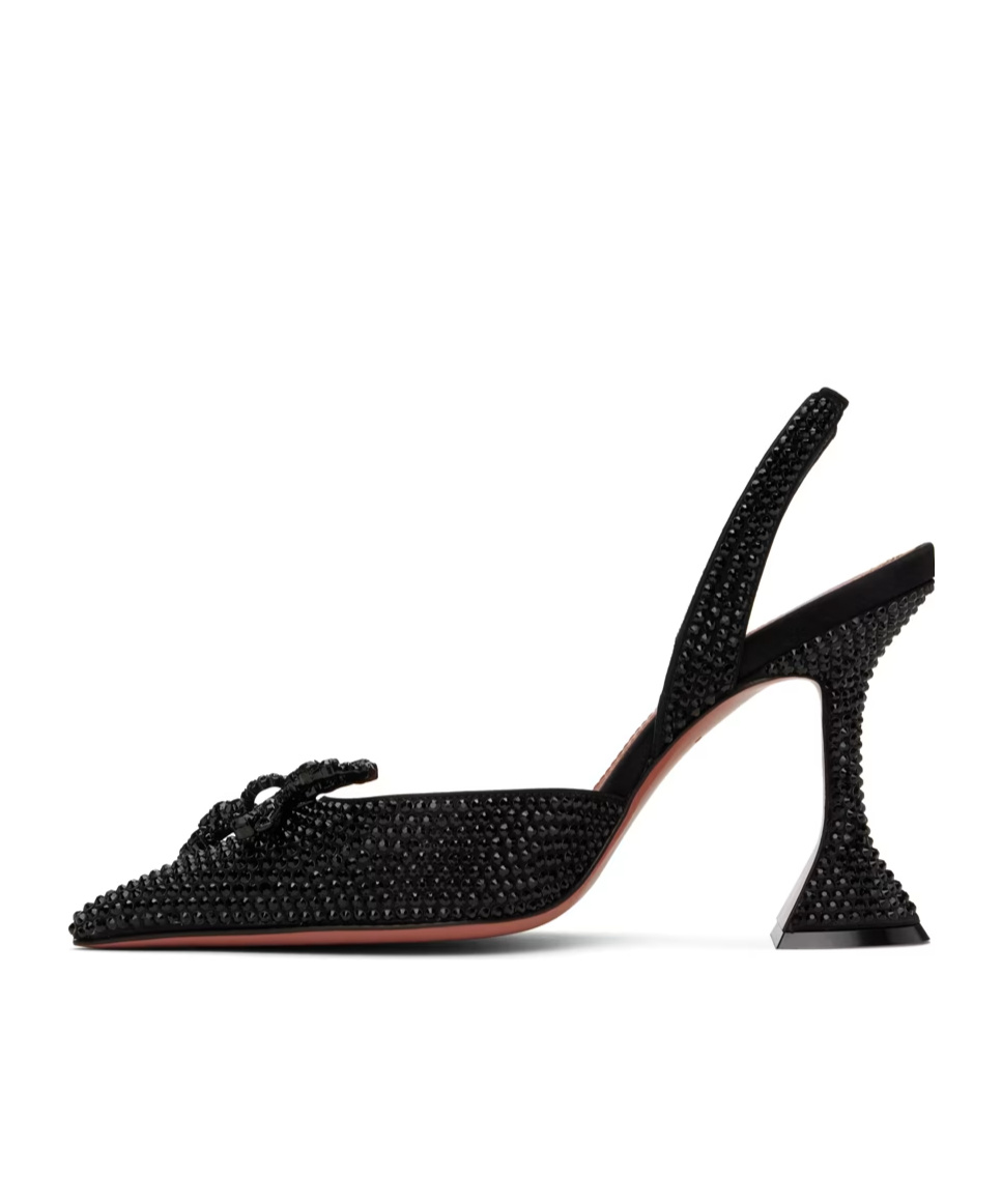 Amina Muaddi Rosie Crystal High Heels In Black