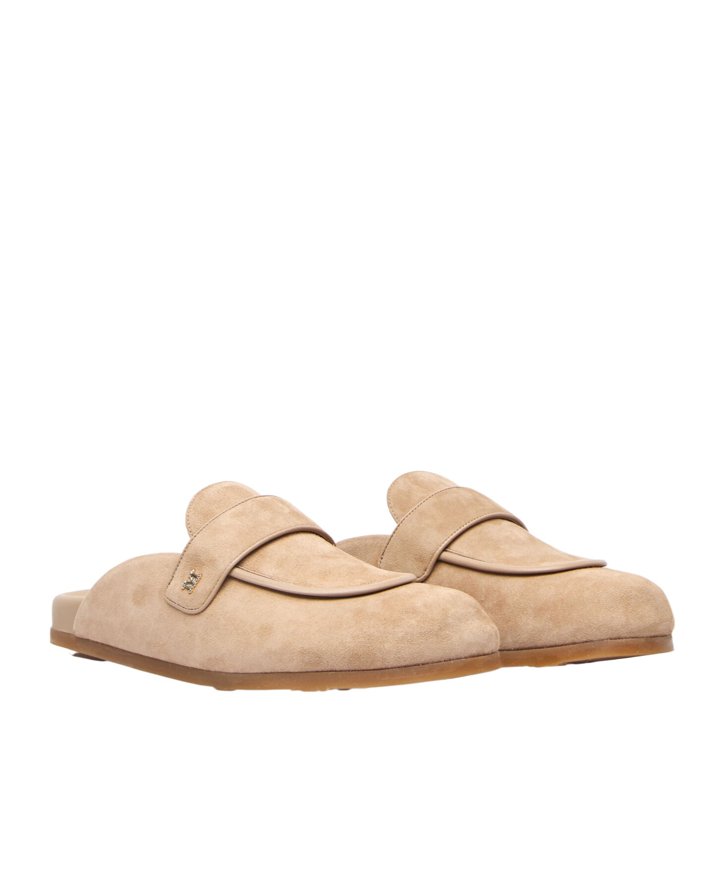 Max Mara 10mm Manly Suede Mules In Nude