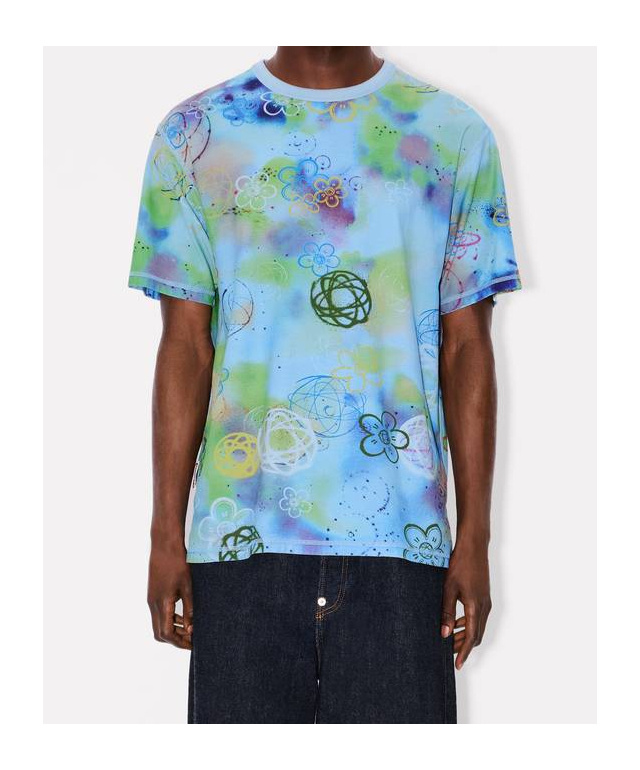 Kenzo Logo Printed Reversible Crewneck T-shirt In Blue