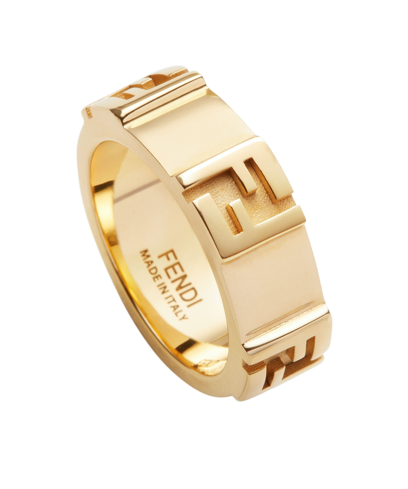 Fendi Logo Ring In Yellow