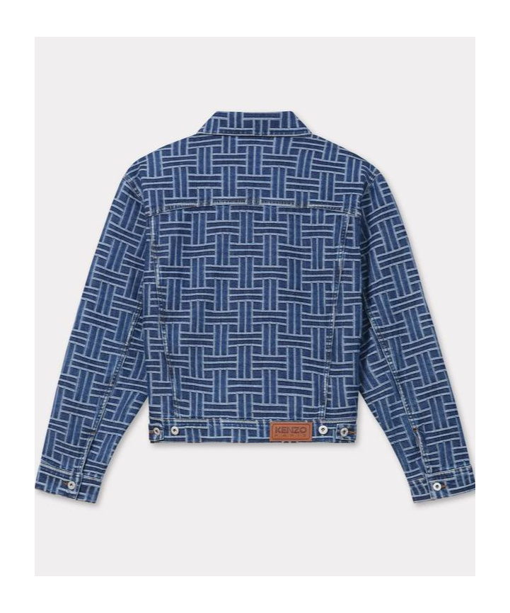 Kenzo Weave Denim Truck Driver Jacket In Blue