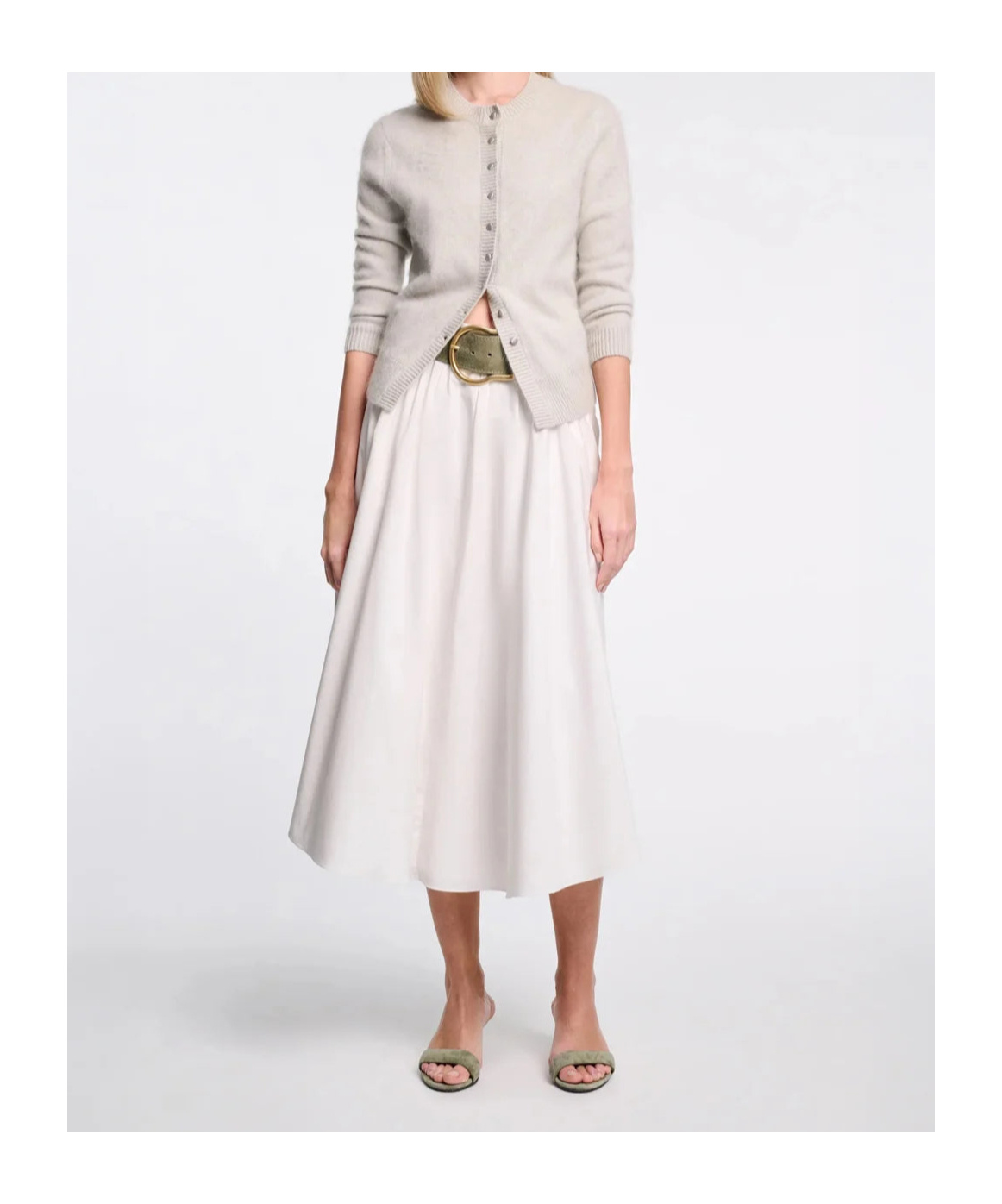 Shop Dorothee Schumacher Poplin Midi Skirt In White