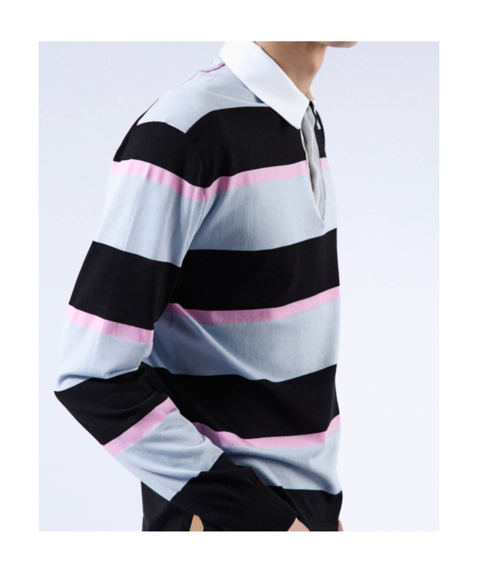 Prada Men's Striped Polo In Black