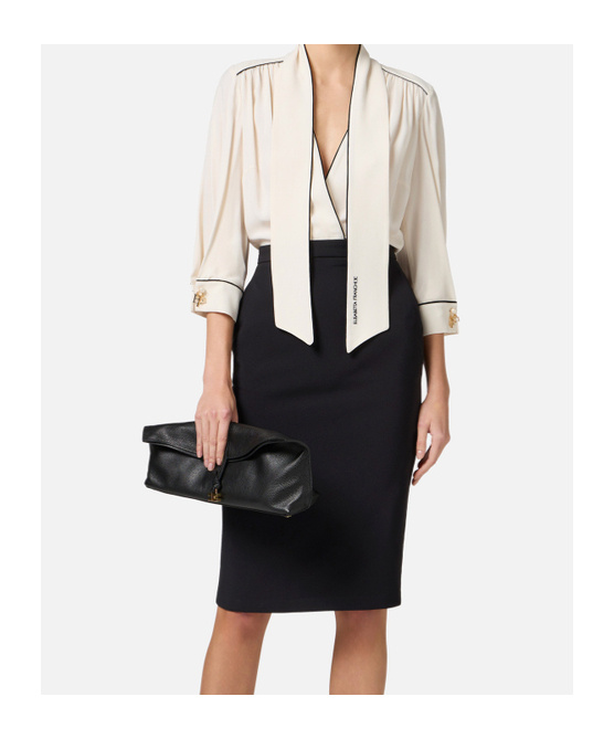 Elisabetta Franchi Viscose Blend Midi Dress With Detachable Skirt In Black