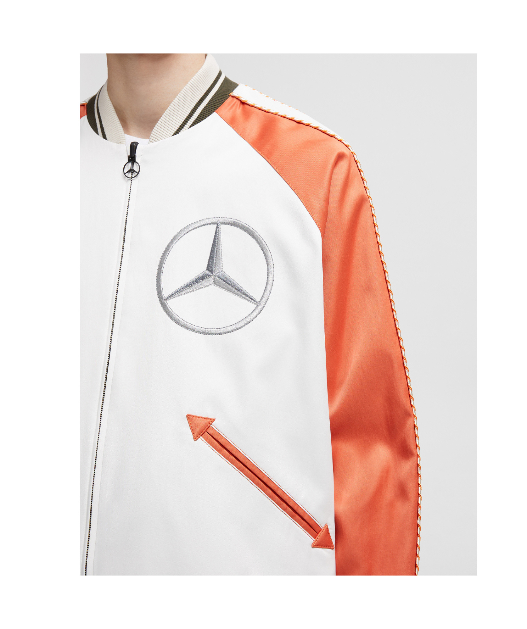 Moncler X Mercedes-benz By Nigo Satet Reversible Satin Bomber In White