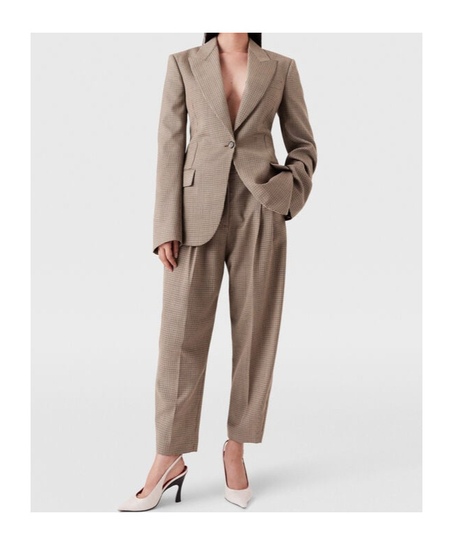 Stella Mccartney Checkered Blazer In Nude