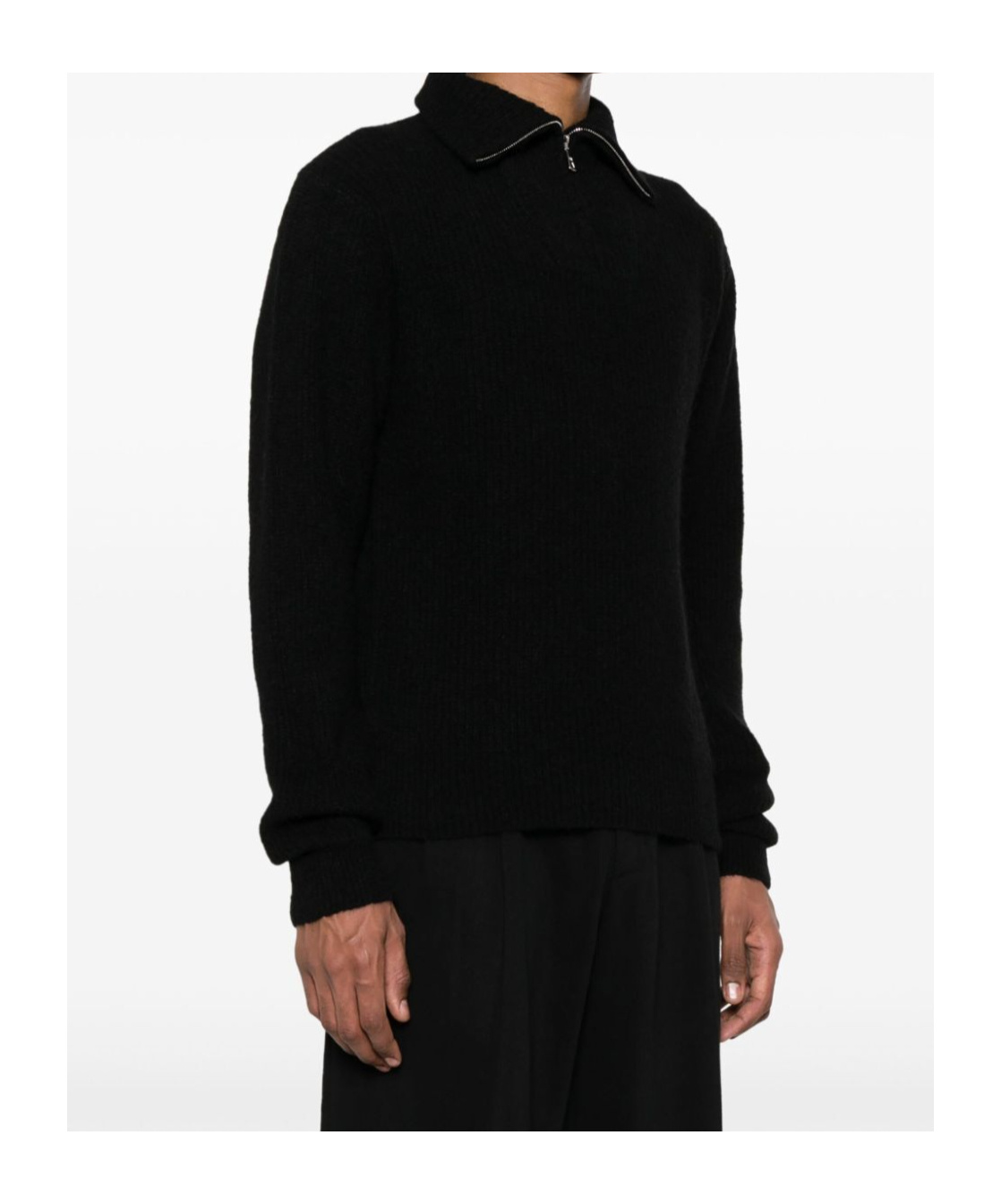Officine Generale Half Zipped Collar Sweater In Black