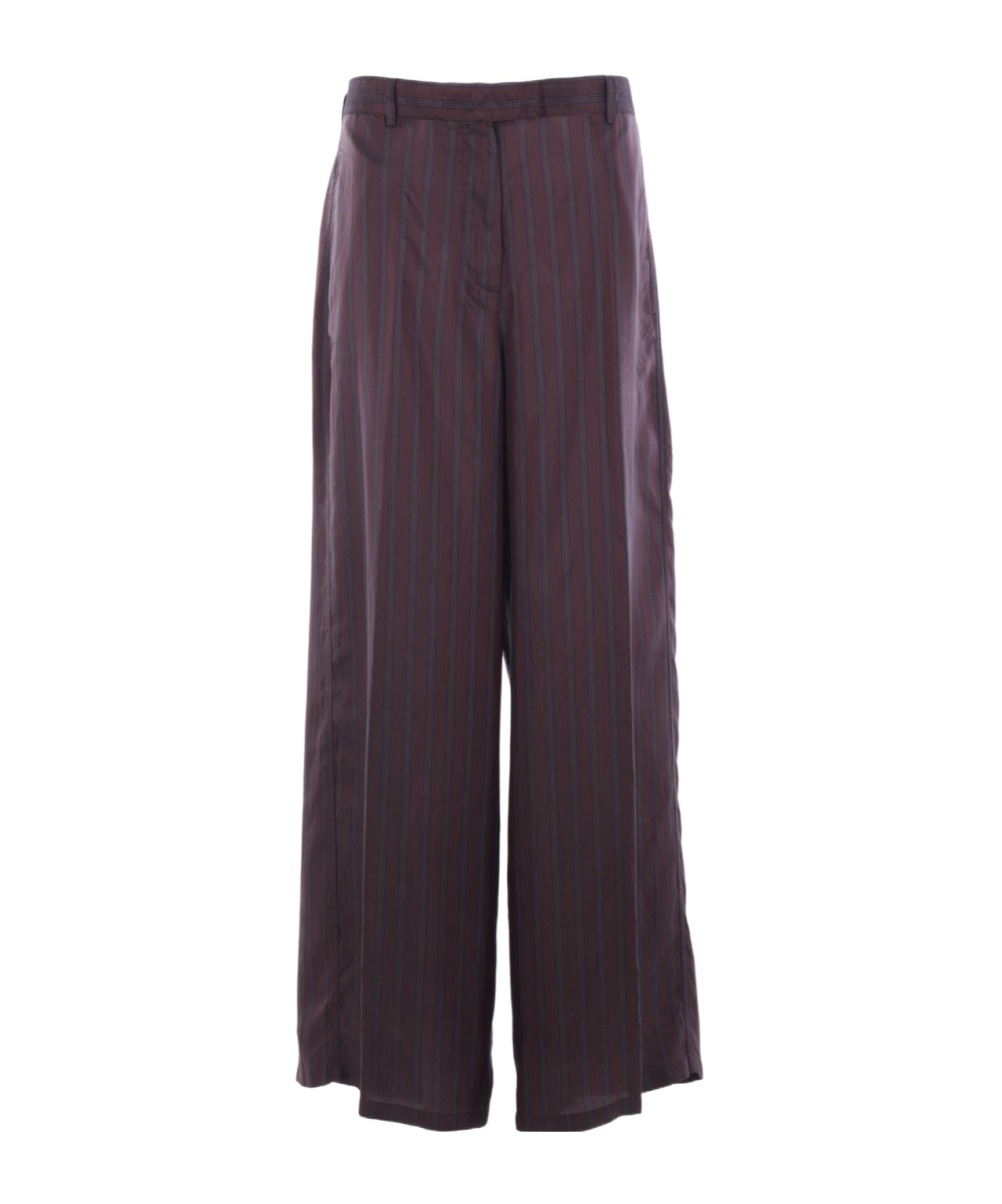 Dries Van Noten High-waisted Wide Leg Trousers With Vertical Stripes In Purple