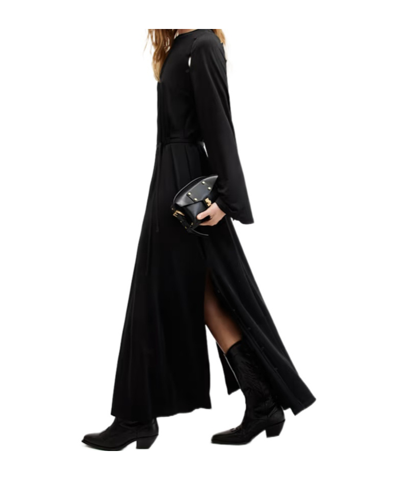 Allsaints Susannah Removable Sleeve Maxi Dress In Black