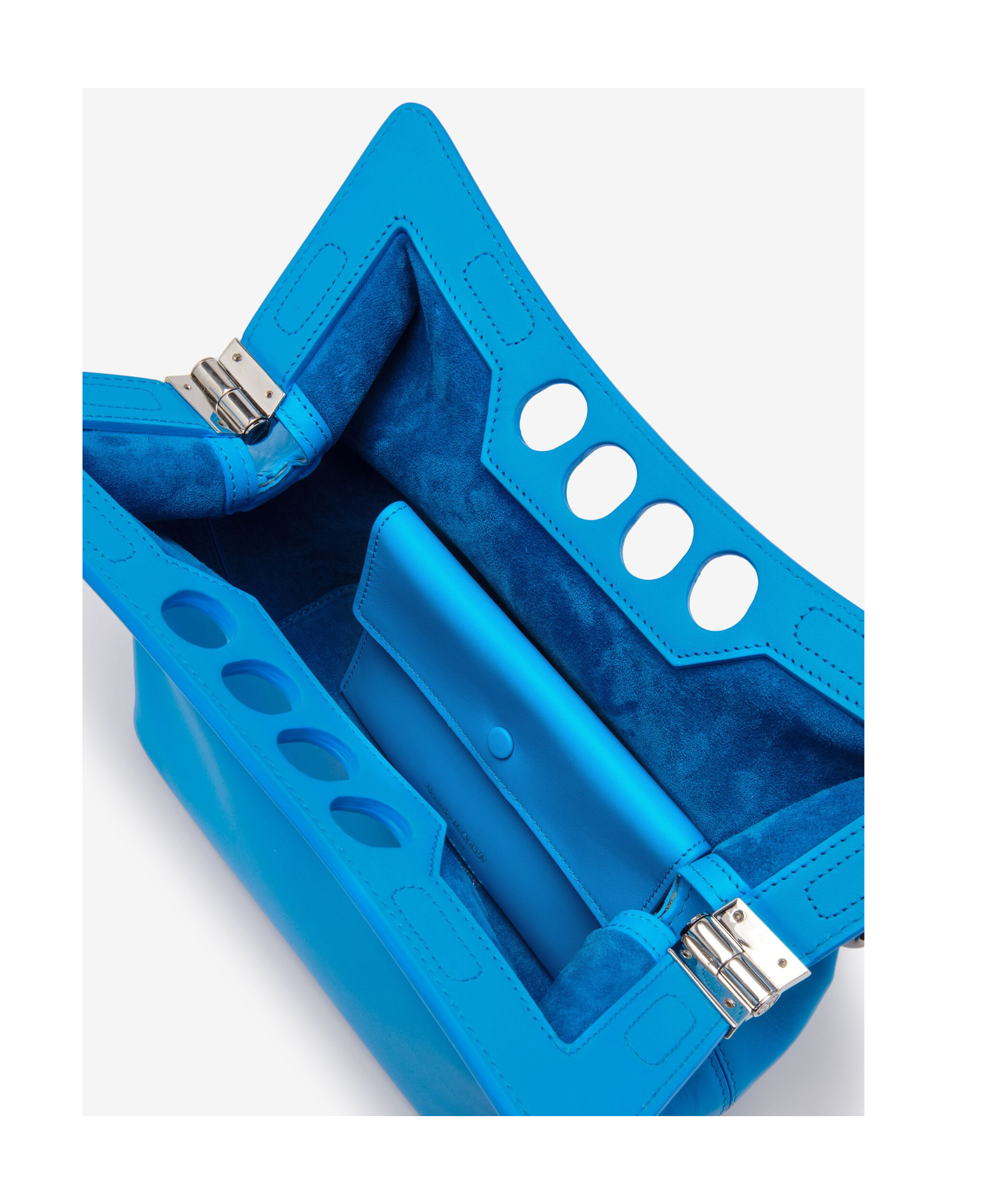 Alexander Mcqueen The Peak Small Curved Shoulder Bag In Blue