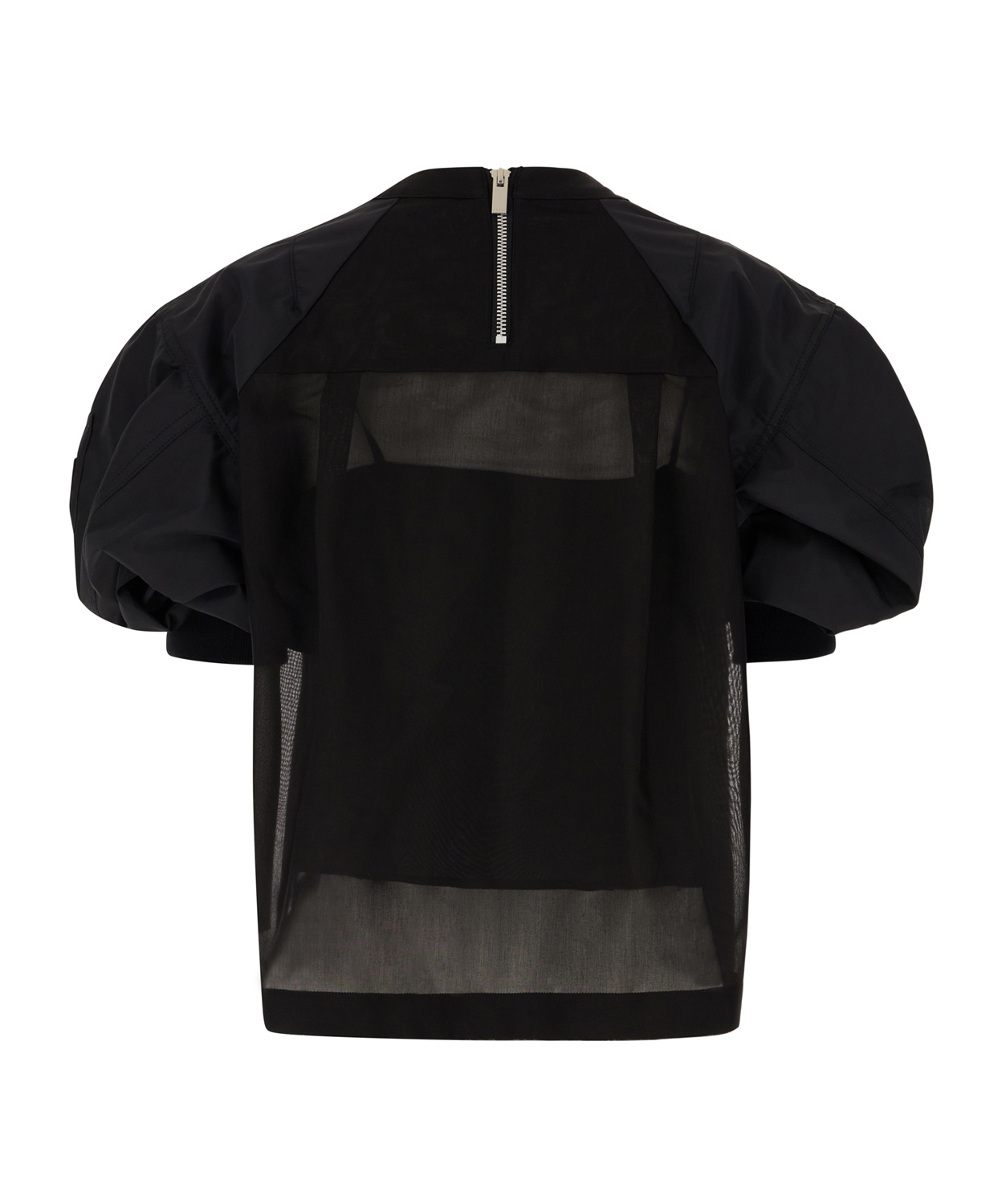 Sacai Puff Sleeves Polyester Blend Top In Black