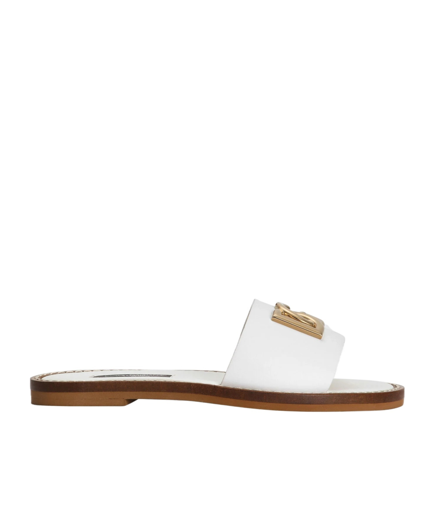 Dolce & Gabbana Logo Leather Sandals In White