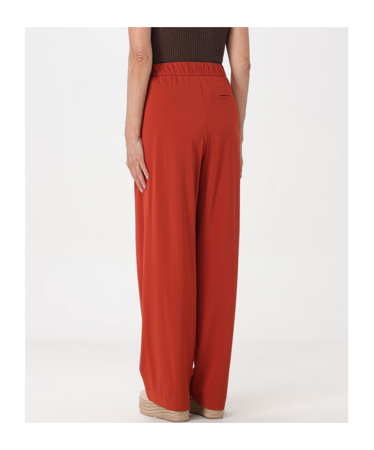 Max Mara Plain Knit Crepe Trousers In Red