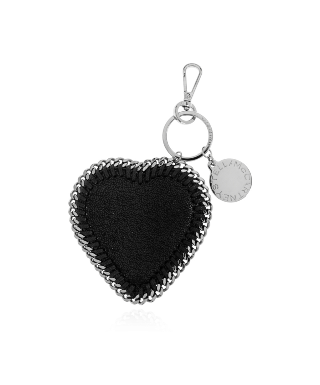 Stella Mccartney Womens Black Falabella Heart-shaped Faux-leather Charm In Black