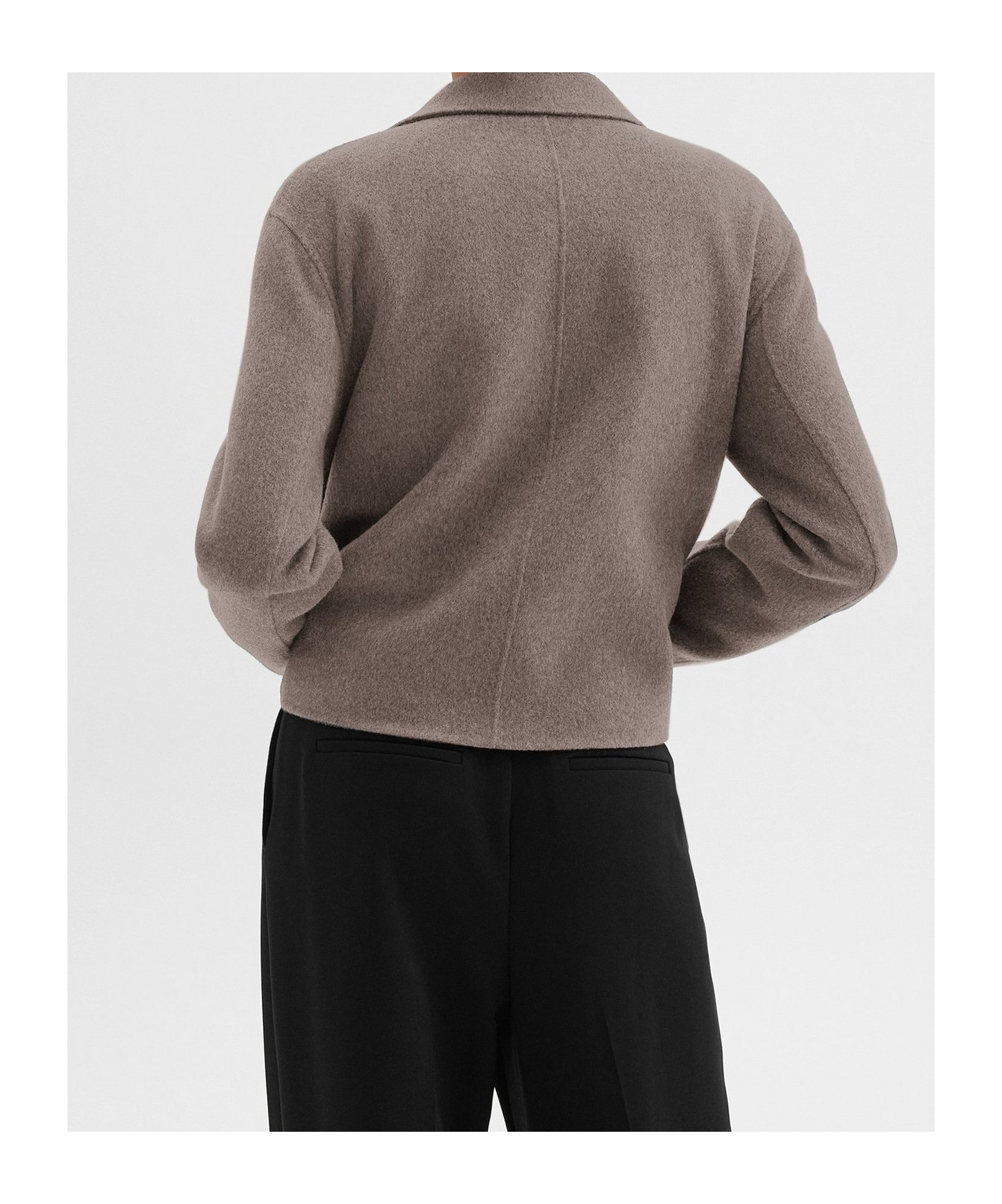 Theory Double-sided Wool Cashmere Casual Cardigan Jacket In Brown