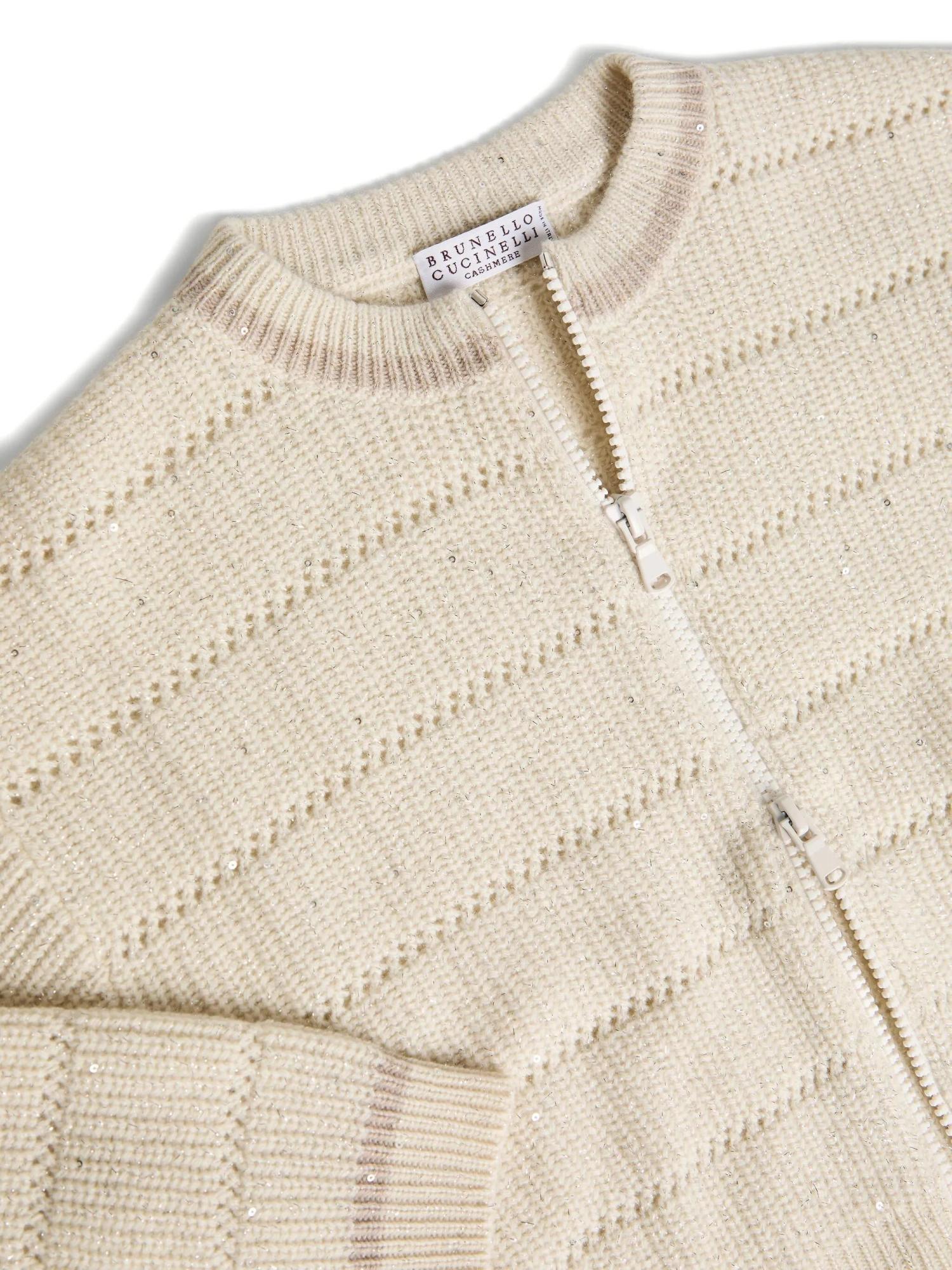 Brunello Cucinelli Sequin-embellished Open-knit Cardigan In Neutral