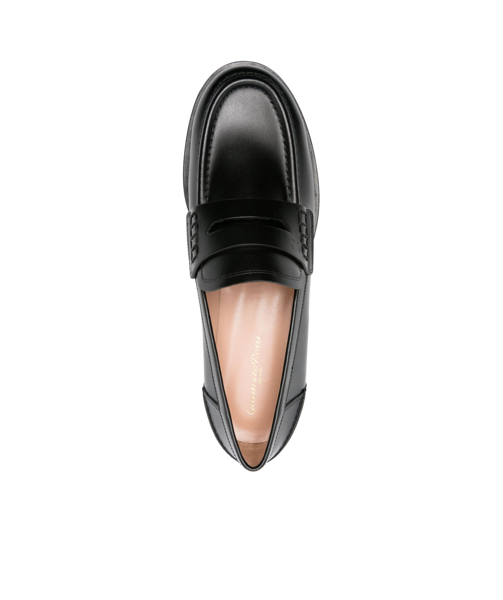 Shop Gianvito Rossi Round-toe Leather Loafers In Black